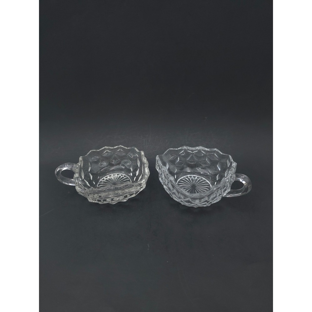 Fostoria American nappy dish single handle nut bowl cup square triangle Lot of 2
